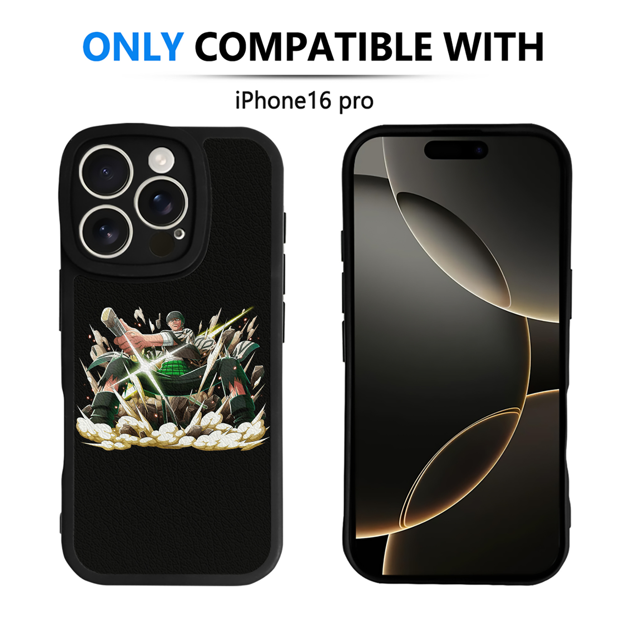 （画像用） ワンピース ロロノア・ゾロ ONE PIECE Roronoa Zoro 【iPhone 16シリーズ対応】シリコンスマホケース（レザー調） 材質：シリコン
